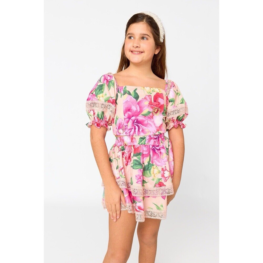 New Buddy Love Explorer Set Tweens Floral Top Skort 100% Cotton Small Size 10 - Picture 2 of 16